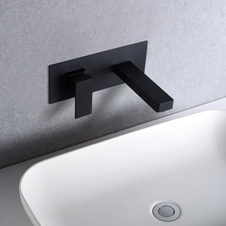 Grifo de lavabo monomando empotrado modelo SUIZA acabado negro mate - Imagen 1