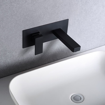 Grifo de lavabo monomando empotrado modelo SUIZA acabado negro mate - Imagen 1