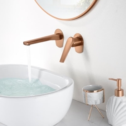 Grifo de lavabo monomando empotrado serie DELOS acabado oro rosa cepillado - Imagen 1