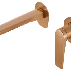 Grifo de lavabo monomando empotrado serie DELOS acabado oro rosa cepillado - Imagen 2