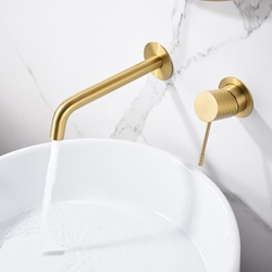 Grifo de lavabo monomando empotrado serie GENOVA acabado oro cepillado - Imagen 1