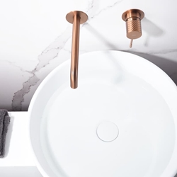 Grifo de lavabo monomando empotrado serie GENOVA acabado oro rosa cepillado - Imagen 1