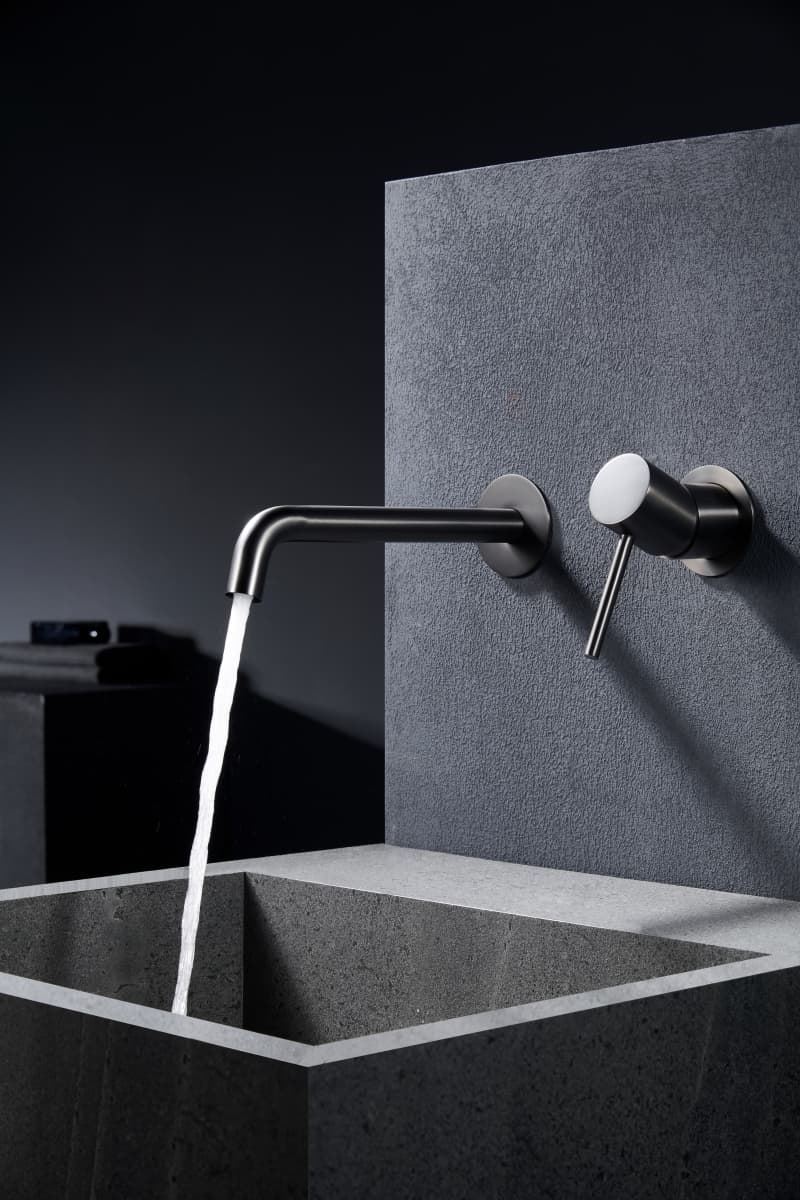 Grifo de lavabo monomando empotrado serie MONZA acabado negro gun metal - Imagen 1