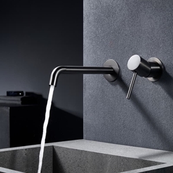 Grifo de lavabo monomando empotrado serie MONZA acabado negro gun metal - Imagen 1