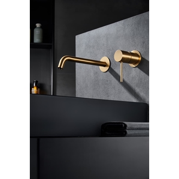 Grifo de lavabo monomando empotrado serie MONZA acabado oro cepillado - Imagen 1