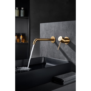 Grifo de lavabo monomando empotrado serie MONZA acabado oro cepillado - Imagen 2