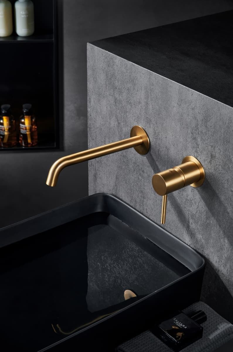 Grifo de lavabo monomando empotrado serie MONZA acabado oro cepillado - Imagen 3