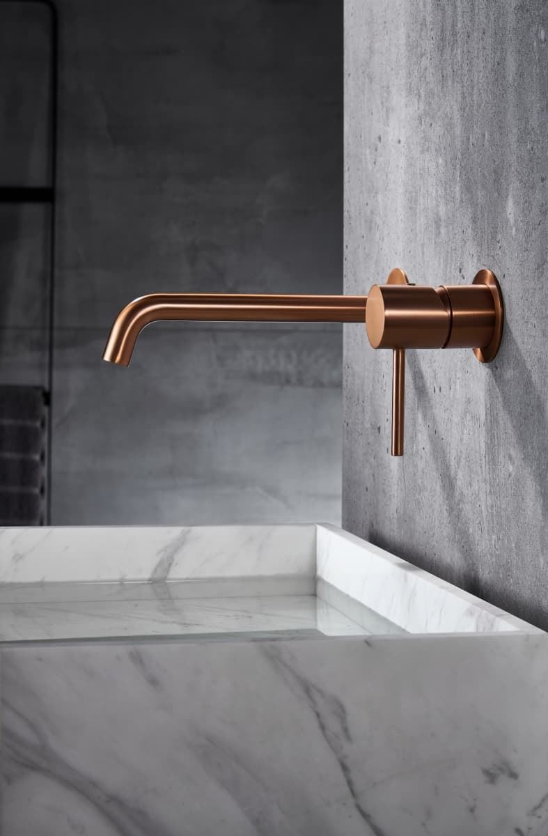 Grifo de lavabo monomando empotrado serie MONZA acabado oro rosa cepillado - Imagen 1