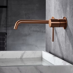 Grifo de lavabo monomando empotrado serie MONZA acabado oro rosa cepillado - Imagen 1