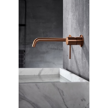 Grifo de lavabo monomando empotrado serie MONZA acabado oro rosa cepillado - Imagen 1