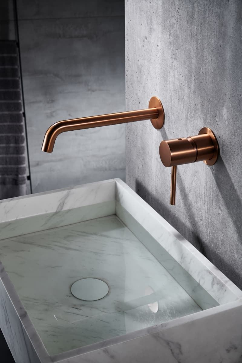 Grifo de lavabo monomando empotrado serie MONZA acabado oro rosa cepillado - Imagen 3