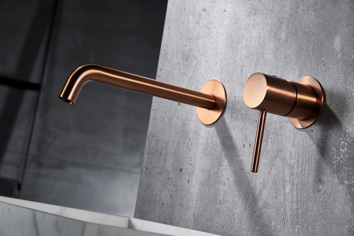 Grifo de lavabo monomando empotrado serie MONZA acabado oro rosa cepillado - Imagen 4