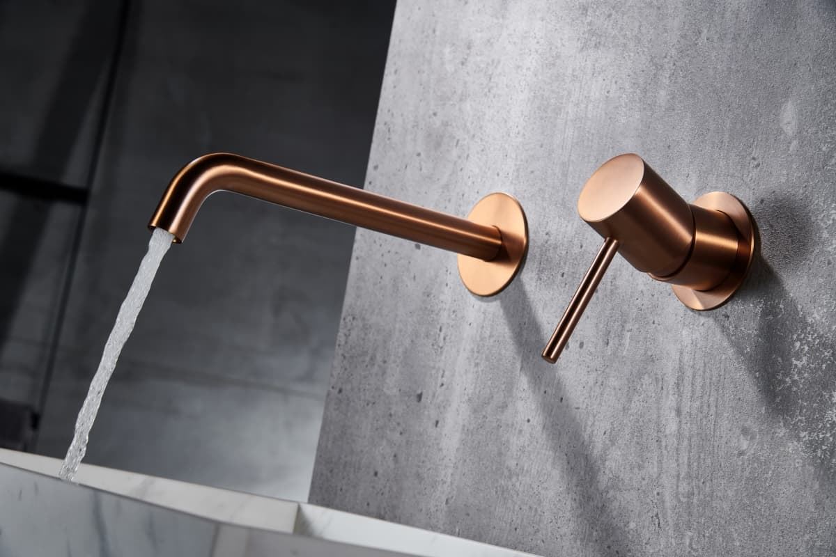 Grifo de lavabo monomando empotrado serie MONZA acabado oro rosa cepillado - Imagen 5