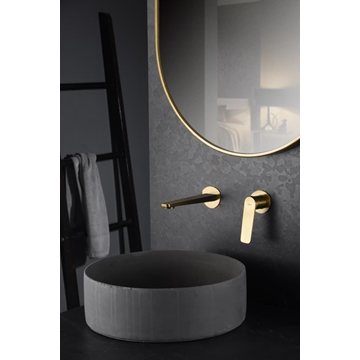 Grifo de lavabo monomando empotrado serie NAPOLES acabado oro cepillado - Imagen 1