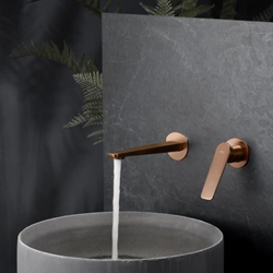 Grifo de lavabo monomando empotrado serie NAPOLES acabado oro rosa cepillado - Imagen 1