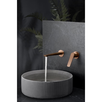 Grifo de lavabo monomando empotrado serie NAPOLES acabado oro rosa cepillado - Imagen 1