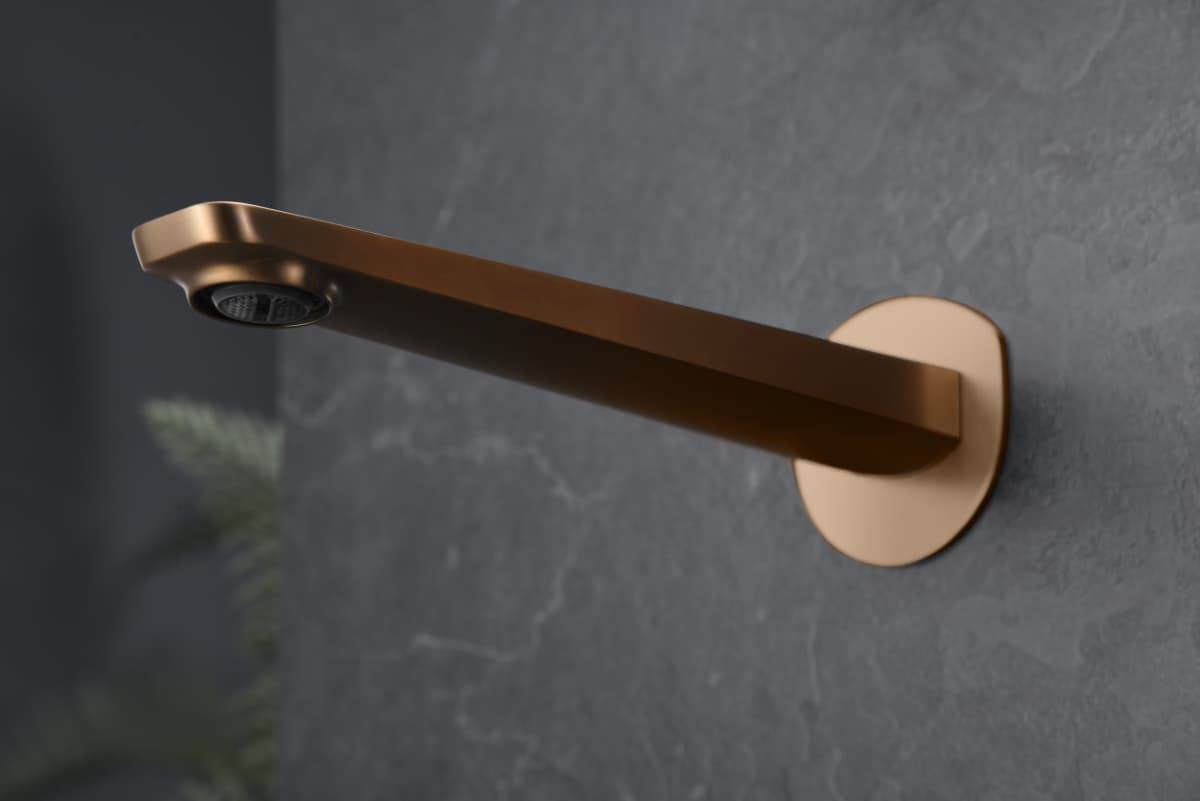 Grifo de lavabo monomando empotrado serie NAPOLES acabado oro rosa cepillado - Imagen 2