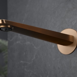 Grifo de lavabo monomando empotrado serie NAPOLES acabado oro rosa cepillado - Imagen 2