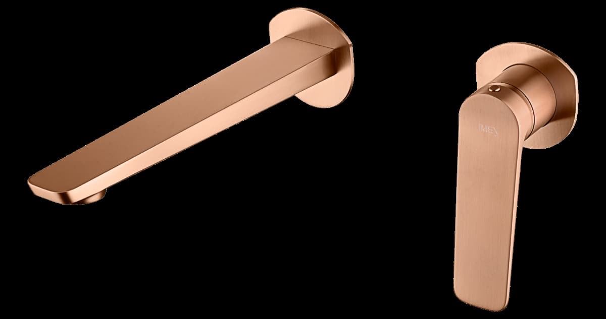 Grifo de lavabo monomando empotrado serie NAPOLES acabado oro rosa cepillado - Imagen 3