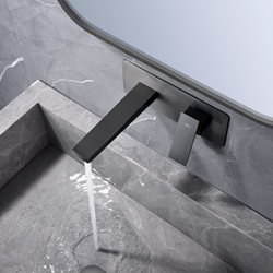 Grifo de lavabo monomando empotrado serie PISA acabado negro gun metal - Imagen 1