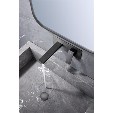 Grifo de lavabo monomando empotrado serie PISA acabado negro gun metal - Imagen 1