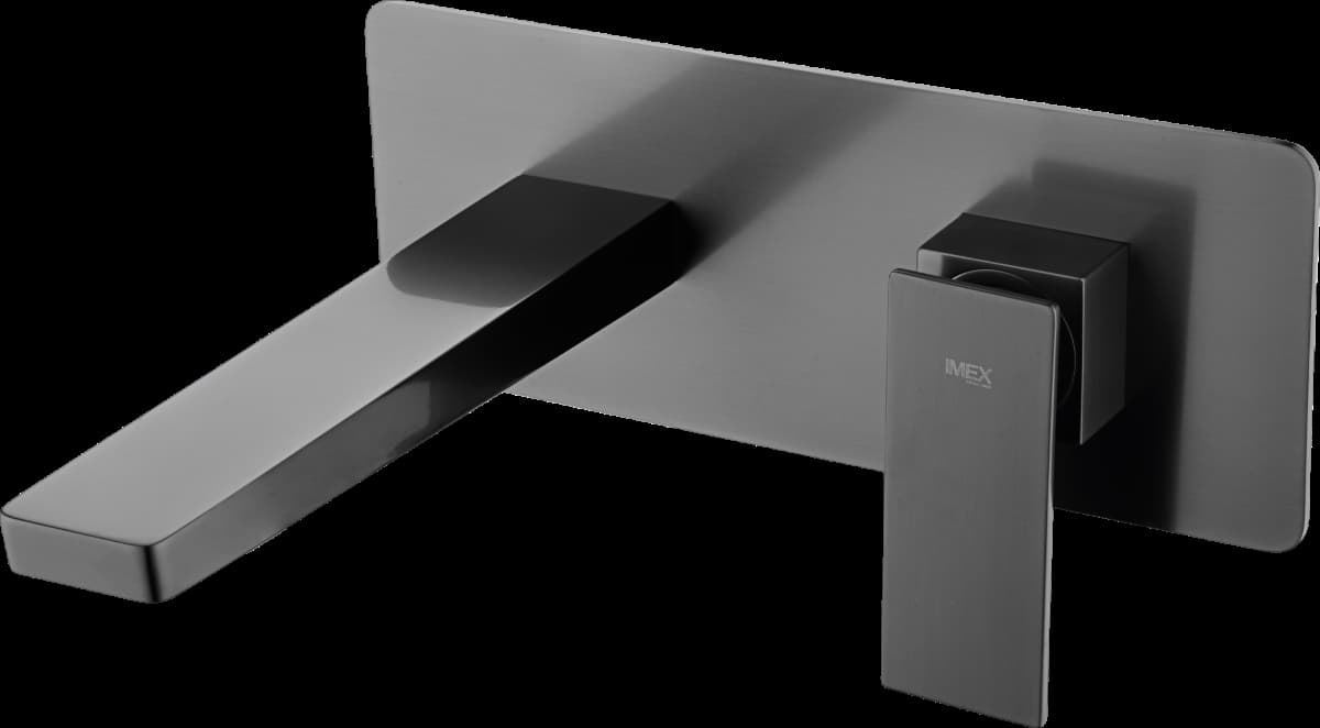 Grifo de lavabo monomando empotrado serie PISA acabado negro gun metal - Imagen 3