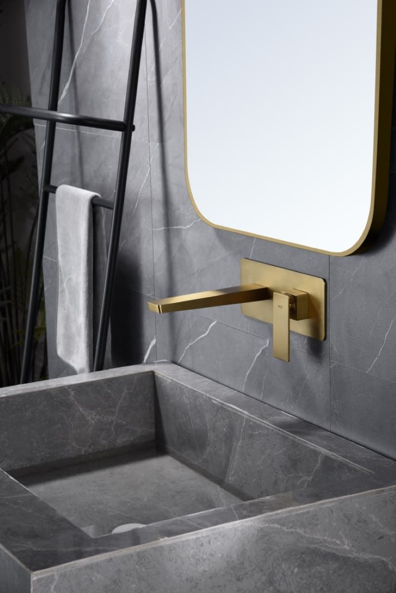 Grifo de lavabo monomando empotrado serie PISA acabado oro cepìllado - Imagen 1