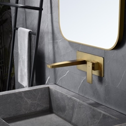 Grifo de lavabo monomando empotrado serie PISA acabado oro cepìllado - Imagen 1