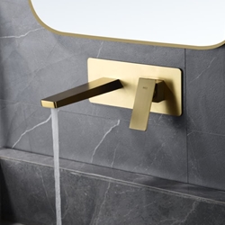 Grifo de lavabo monomando empotrado serie PISA acabado oro cepìllado - Imagen 2