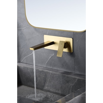 Grifo de lavabo monomando empotrado serie PISA acabado oro cepìllado - Imagen 2