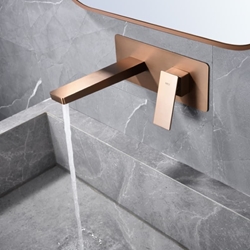 Grifo de lavabo monomando empotrado serie PISA acabado oro rosa cepillado - Imagen 1