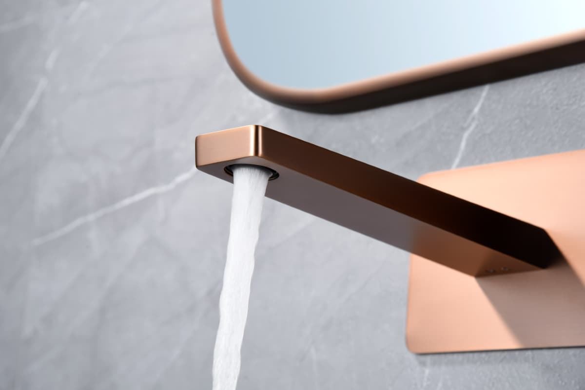 Grifo de lavabo monomando empotrado serie PISA acabado oro rosa cepillado - Imagen 2