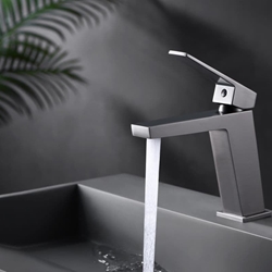 Grifo de lavabo monomando serie ART acabado negro-gun metal - Imagen 1