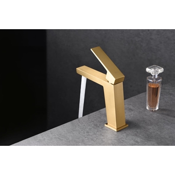 Grifo de lavabo monomando serie ART acabado oro cepillado - Imagen 1