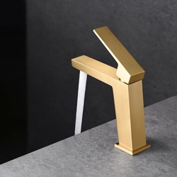 Grifo de lavabo monomando serie ART acabado oro cepillado - Imagen 1