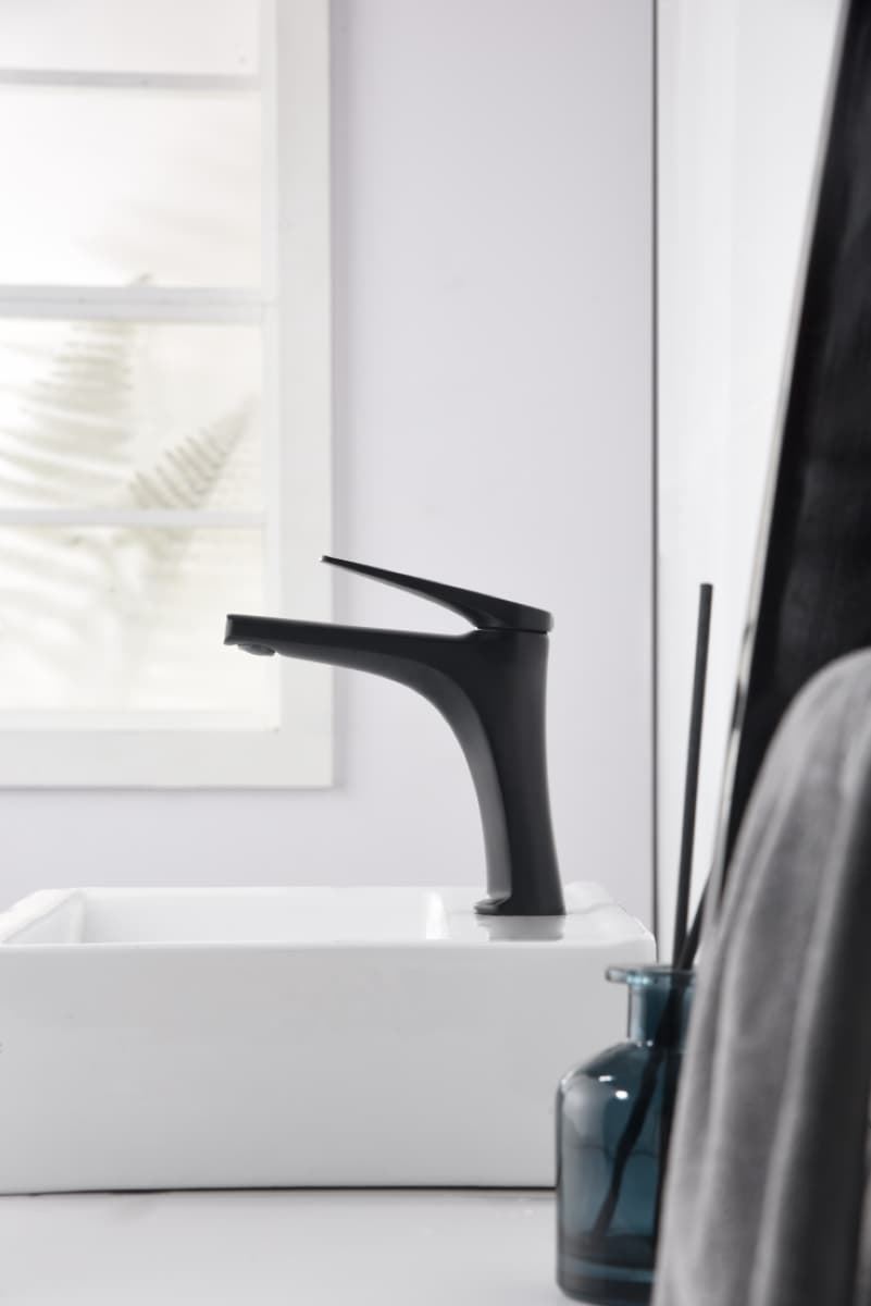 Grifo de lavabo monomando serie DELOS acabado negro mate - Imagen 1