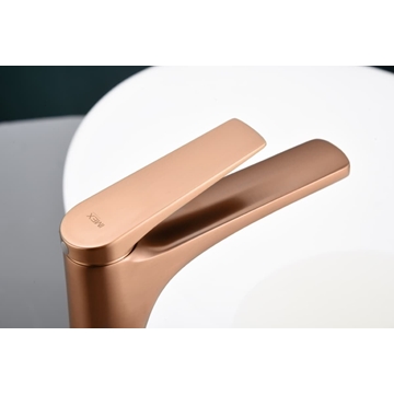 Grifo de lavabo monomando serie DELOS acabado oro rosa cepillado - Imagen 2