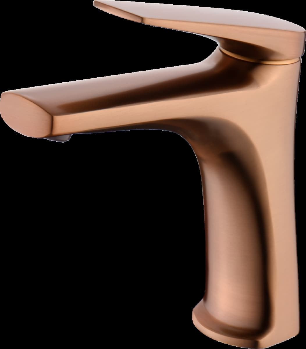 Grifo de lavabo monomando serie DELOS acabado oro rosa cepillado - Imagen 3