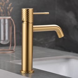 Grifo de lavabo monomando serie GENOVA acabado oro cepillado - Imagen 1