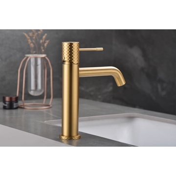 Grifo de lavabo monomando serie GENOVA acabado oro cepillado - Imagen 1