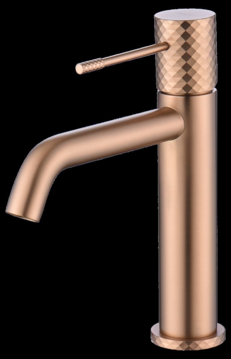 Grifo de lavabo monomando serie GENOVA acabado oro rosa cepillado - Imagen 2
