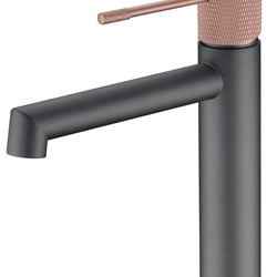 Grifo de lavabo monomando serie LINE acabado gris mate-champagne - Imagen 2