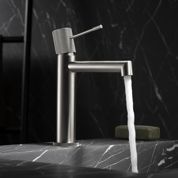 Grifo de lavabo monomando serie LINE acabado niquel cepillado - Imagen 1