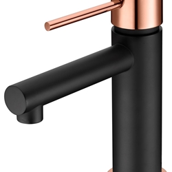 Grifo de lavabo monomando serie MILOS acabado oro rosa brillo / negro mate - Imagen 2