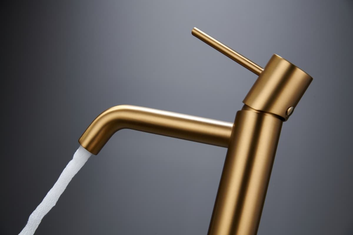 Grifo de lavabo monomando serie MONZA acabado oro cepillado - Imagen 4