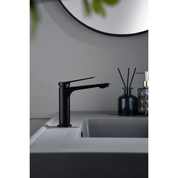 Grifo de lavabo monomando serie NAPOLES acabado negro mate - Imagen 1