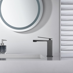 Grifo de lavabo monomando serie PISA acabado negro gun metal - Imagen 1