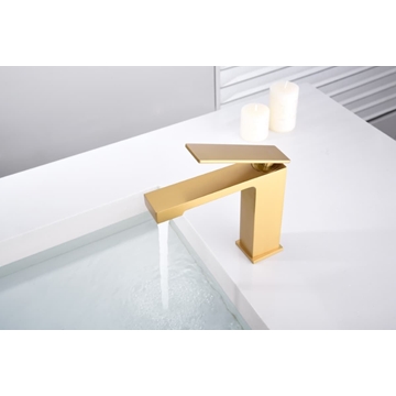 Grifo de lavabo monomando serie PISA acabado oro cepillado - Imagen 1