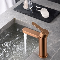 Grifo de lavabo monomando serie ROMA acabado oro rosa cepillado - Imagen 1