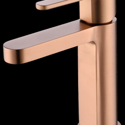 Grifo de lavabo monomando serie ROMA acabado oro rosa cepillado - Imagen 2